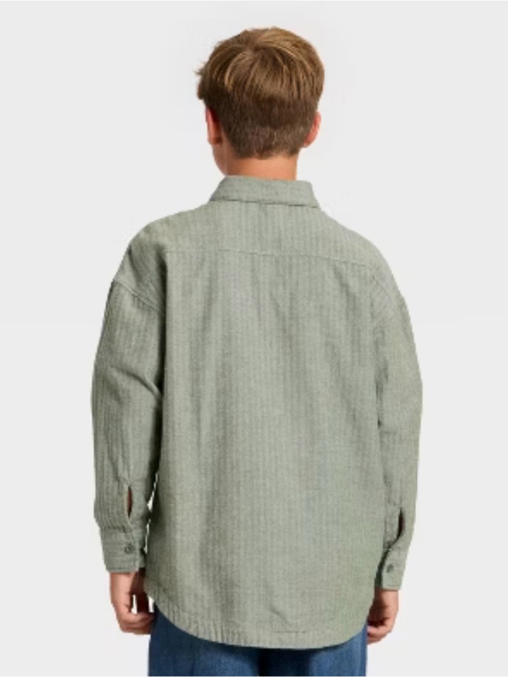 Target Kids Sage Ribbed Button-Front Shirt - Picture 2 of 8